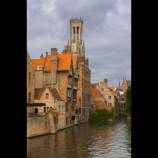 Tall building by canal