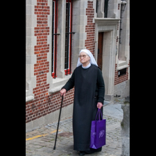 Nun walking